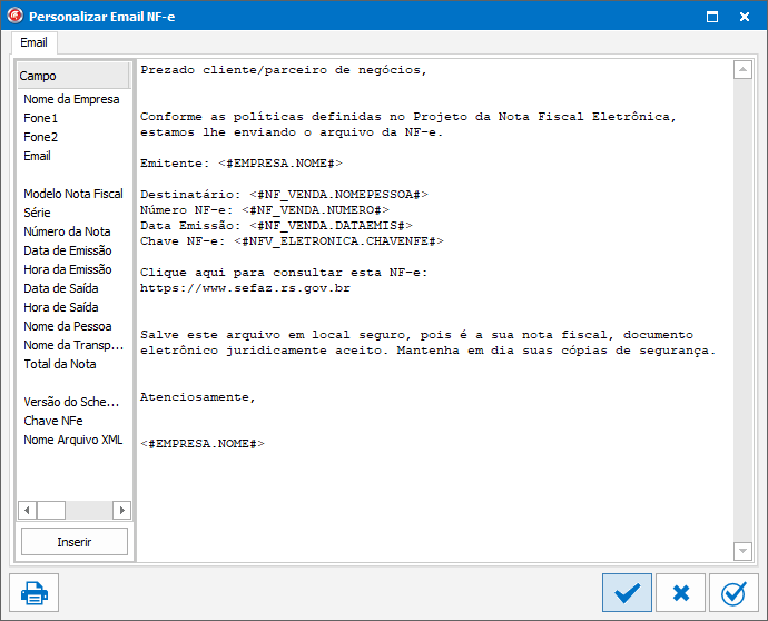 Sistema ERP: Como alterar o texto do e-mail da NF-e, NFS-e ou MDF-e