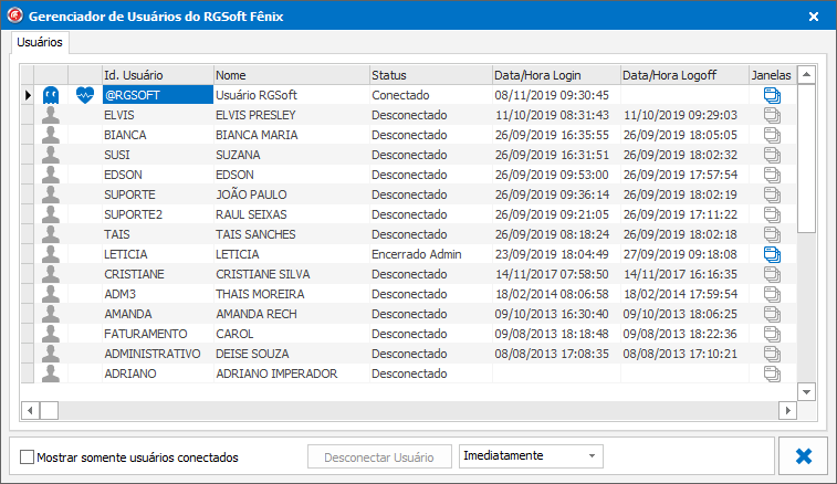 Sistema ERP Fênix Gerenciador de Usuários